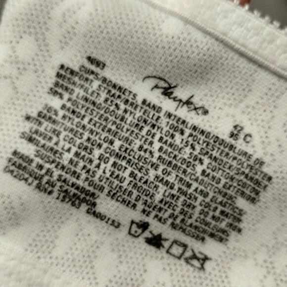 Playtex Size 42C Original 18 Hour Comfort Strap Wirefree Bra White Floral 4693 - Picture 5 of 5